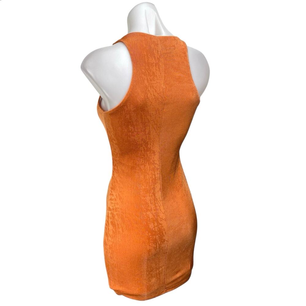 Lioness Orange Velvet Velour Sleeveless Racerback Tank Mini Bodycon Dress Size S - Picture 2 of 5